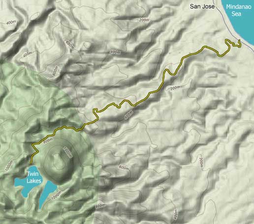 terrain map to Lake Balinsasayao