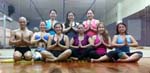 conducting the anti-cancer sequence yoga class at Holiday Gym and Spa