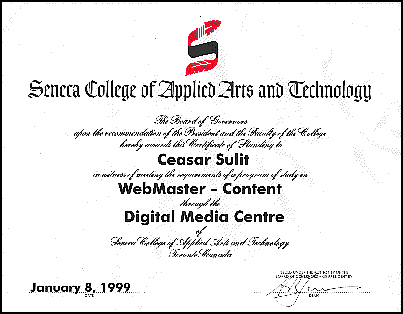 Seneca College Webmaster - Content Certificate