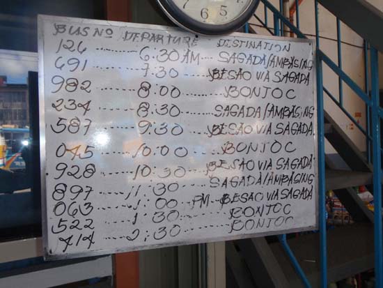 bus schedule from Baguio to Bontoc/Sagada