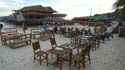 beach lounge area gets filled-up during the sunset for beers and eats