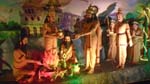 life-size statues depicting stories in the Vedic scripture