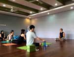 conducting a meditation class at Pascale Wettstein's Teacher Training course