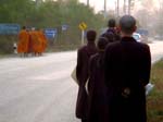 Theravada monks walk much faster...Plum Village monastics walk mindfully