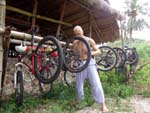 cleaning, lubing and fine-tuning all 16 mountain bikes at Palawan SandCastles