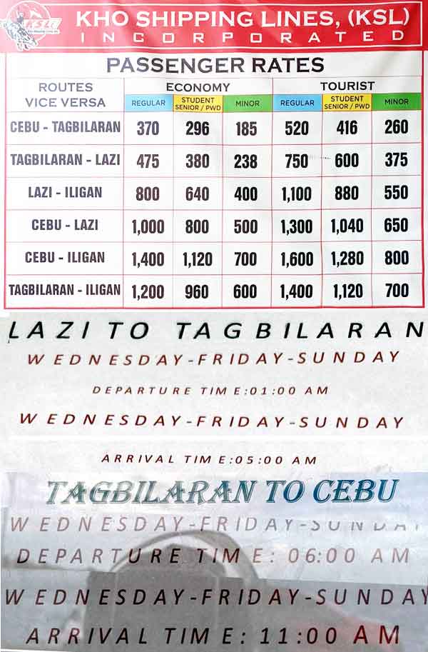 Lazi to Tagbilaran to Cebu